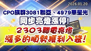20260120《股市最錢線》#高閔漳 “CPO族群3081聯亞、4979華星光，同步亮燈漲停””2303聯電亮燈，漲多的順勢獲利入袋！”