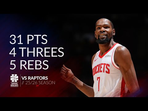 Kevin Durant 31 pts 4 threes 5 rebs vs Raptors 25/26 season