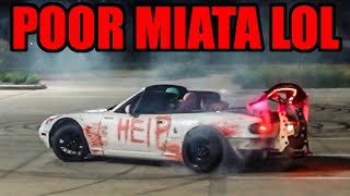 MAZDA MIATA LITERALLY BEGGING FOR HELP WHILE BEING ABUSED AT CAR MEET!