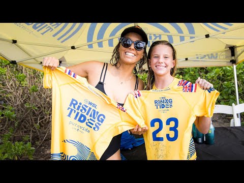 Hawaii's High School Women's Surf Teams Get Inspired By Championship Tour Stars at Rising Tides