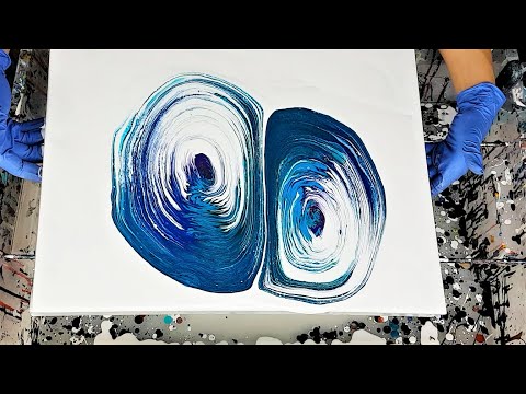 Acrylic Pouring Peacock Colors 😍 Double Paint Kiss Pour | Fluid Painting Technique For Beginners