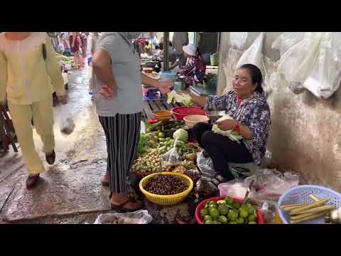 Cambodia local food market during the raining season