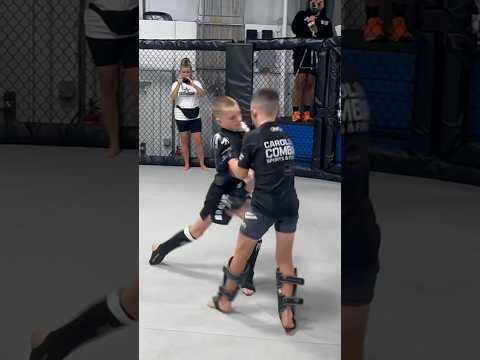 Youth mma fight. Takedown