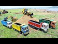 Jcb 3dx Fully Loading Sand Dumper Truck Tata Tipper Accident Pulling Out Jcb 3dx Cartoon CS Toy