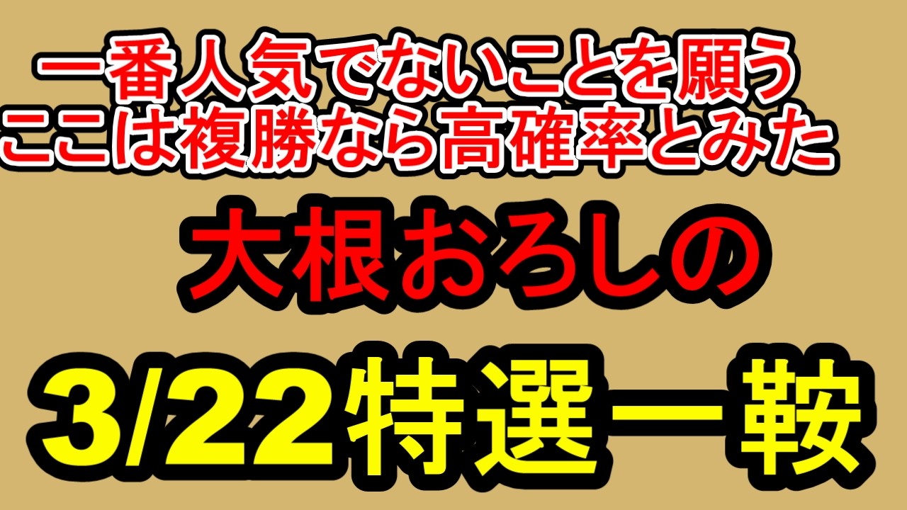 【競馬予想】3月22日の特選一鞍【大根おろし】