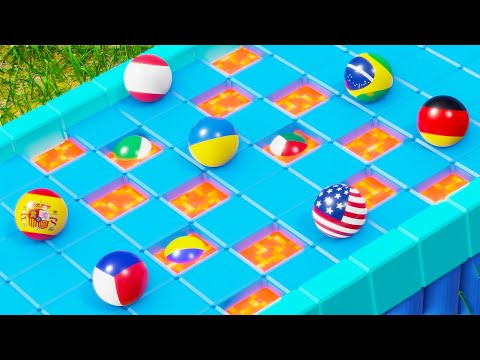 Marble Race Lava Survival - Marble Race Countries 3D (Who Will Survive?)