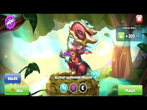 Hatched Scarlet Harbinger Dragon | Dragon Mania Legends | Treasure Hunt