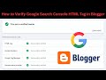 How To Verify Google Search Console HTML Tag In Blogger 2025 Method
