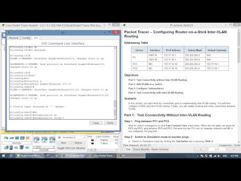 CCNA2 5.1.3.6 Packet Tracer Configuring Router on a Stick Inter VLAN Routing