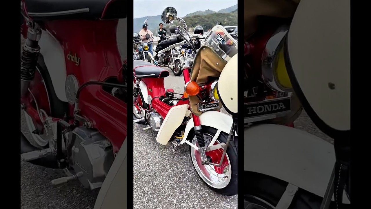 ザ、昭和❗️風防仕様のシャリーが渋い😁👍🏻高知県しおかぜ公園ミニモーターサイクルミーティング #norikh250 モンキー、ゴリラ、カブ、4mini、カスタム、高知県