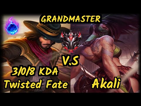 DOPA (Apdo) (TWISTED FATE) vs AKALI - 3/0/8 KDA MID GAMEPLAY - KR Ranked GRANDMASTER v9.6