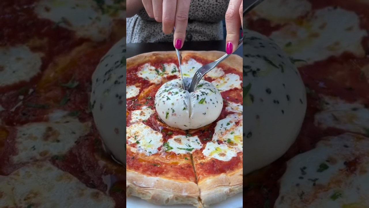 The BURRATA PIZZA from Macchina in Williamsburg, Brooklyn NYC! 🍕🤤💥 #DEVOURPOWER