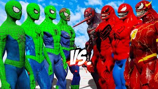 TEAM GREEN SPIDER-MAN VS TEAM RED VENOM - EPIC SUPERHEROES WAR