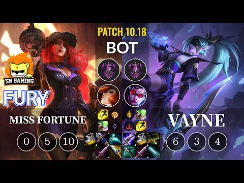 SN Fury Miss Fortune vs Vayne Bot - KR Patch 10.18