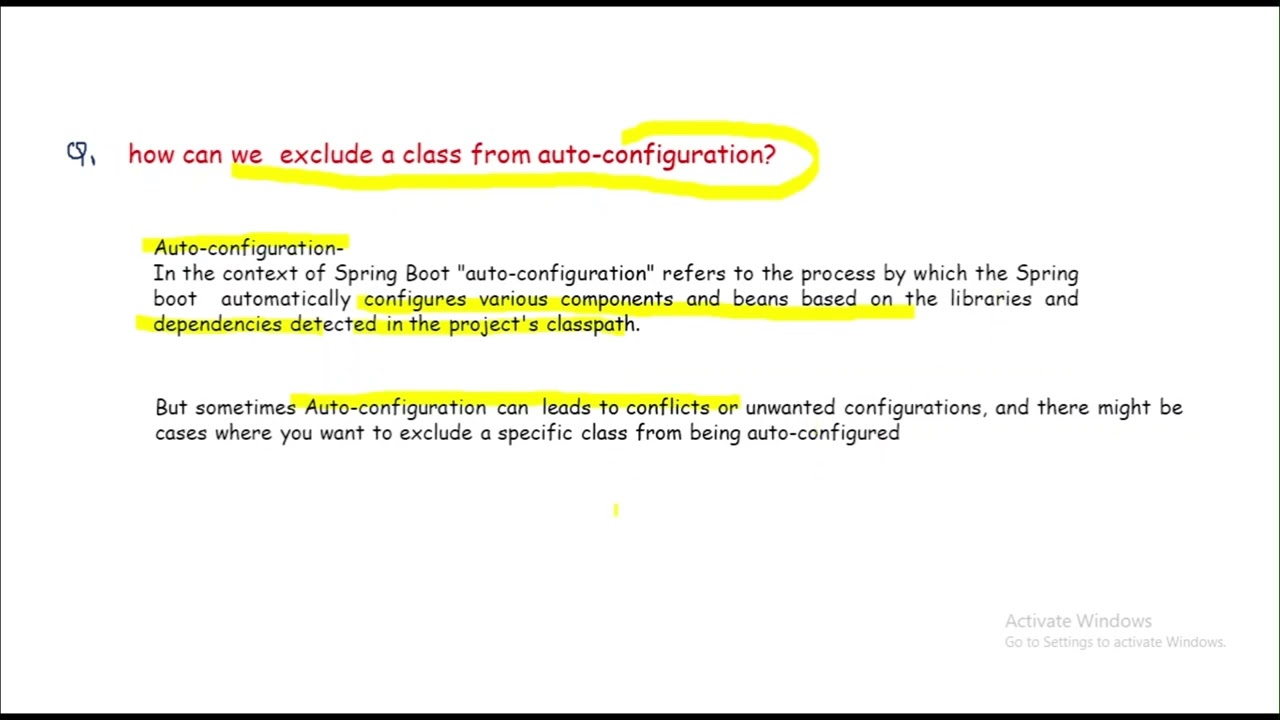 Spring boot Interview Question(Exclude Auto Configuration)