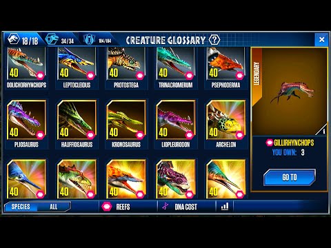 ALL 18 REEFS AQUATIC MAX LEVEL 40 | JURASSIC WORLD THE GAME