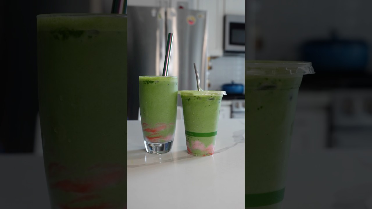 Iced Strawberry Matcha Latte at Home (kijitora)