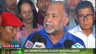 ADP confirma profesora se suicidó por estar bloqueada de nómina; anuncian paro nacional de docencia