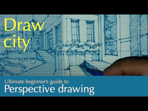 Perspective Drawing : Draw Cityscape 56: Exterior space in multi point perspective.... . #shorts