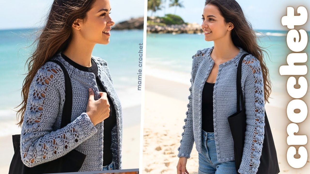 Comment faire UNE VESTE / CARDIGAN MANCHES MACHA TOUTES TAILLES AU CROCHET tuto #mamiecrochet