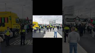 Garda/Police in Ireland remove Palestine protesters off road in Dublin after they blocked Dub Port🤦😡