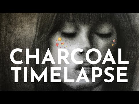 Charcoal and Gouache Portrait - Timelapse