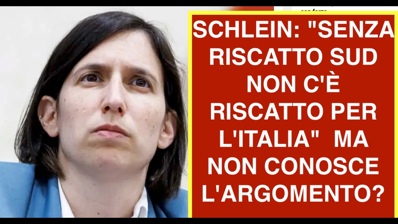 SCHLEIN: "SENZA RISCATTO SUD NON C'È RISCATTO PER L'ITALIA"  MA NON CONOSCE L'ARGOMENTO?