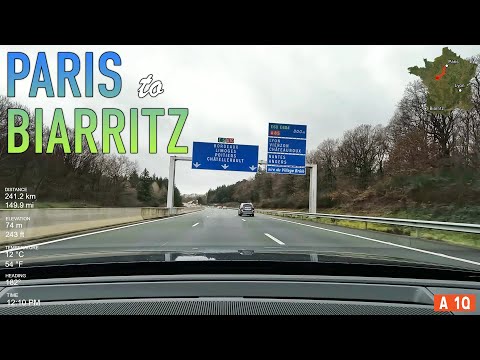 Paris to Biarritz Real-Time Road Trip in 4K