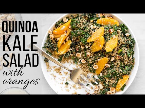 quinoa kale salad with oranges and lemon tahini dressing