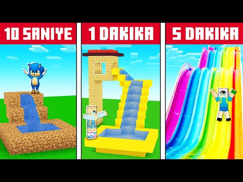 10 SANİYE VS 1 DAKİKA VS 5 DAKİKA EN İYİ SU PARKI YAPI KAPIŞMASI!! 😨 Minecraft