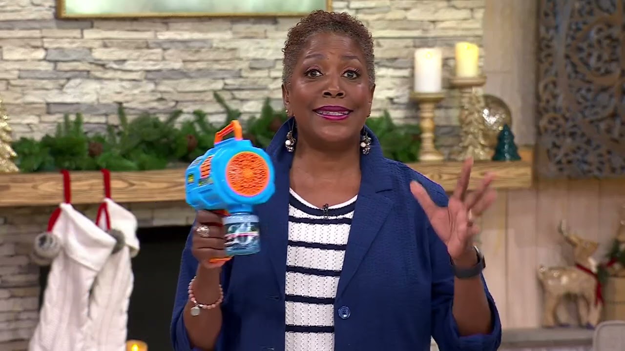 S/2 Large Bubble Shooters w/ Bubble Solution, LED Lights & Handle on QVC