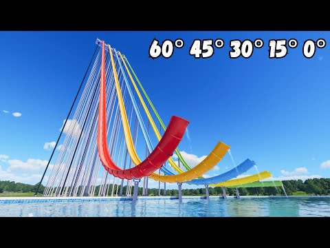 0° vs 60° Water Slide Jump Challenge – Planet Coaster 2