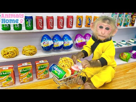 Bibi goes shopping in Kinder Joy Egg and noodles store Video