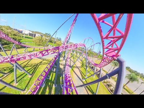 DC Rivals Hypercoaster Backwards - Warner Brothers Movie World - Onride - 4K - Wide Angle