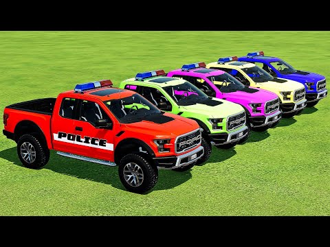 LOAD & TRANSPORT POLICE FORD RAPTOR WITH SKODA TRUCK!   Farming Simulator 22