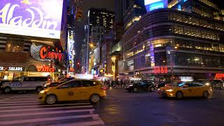 Traffic at Night in Times Square - Copyright Free Stock Footage Video Clip