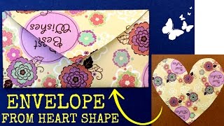 HOW TO MAKE ENVELOPE  FROM HEART SHAPE PAPER