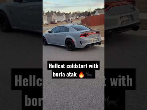 Hellcat cold start with Borla Atak Exhaust and Carven tips 🔥 #hellcat #borla #fyp #viral #srt
