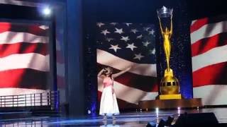 Miss America 2017 - 9 year old Sings AMAZING National Anthem!!