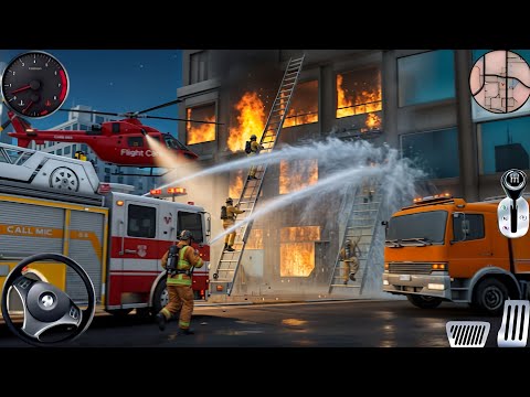 Fire Truck City Rescue Simulator - 911 US Emergency Fire Truck Driving 3D 2025 - Android Gameplay
