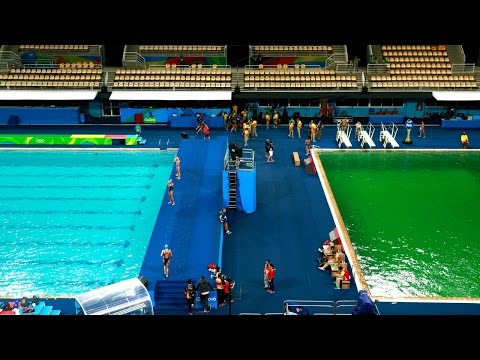Olympic divers wonder why their pool is green
