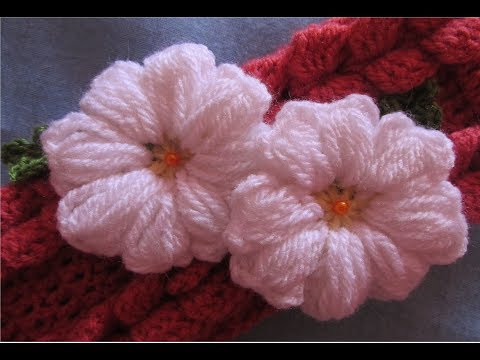 Floare cu frunzuliță, croșetată