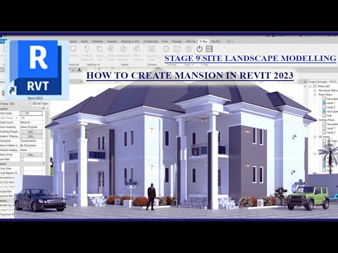 HOW TO CREATE A COMPLETE MANSION HOUSE REVIT 2023 STAGE 9 LANDSCAPE MODELLING..