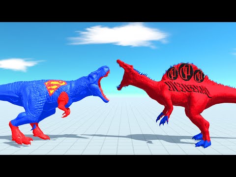 DINOSAURUS SUPERMAN T-REX Vs SPINOSAURUS DAREDEVIL DEATH RUN - Animal Revolt Battle Simulator