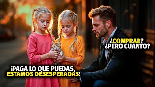 EL MILLONARIO VE A UNAS GEMELAS VENDER UN GATITO DESESPERADAMENTE, CUANDO DESCUBRE EL MOTIVO...