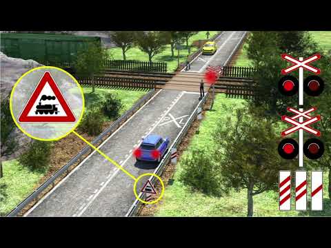 Level crossing with barriers or half-barriers