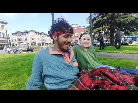 Arcata Square. Frankie and Emma talk about living the dream. Leaving Arcata. A gorgeous Beach.