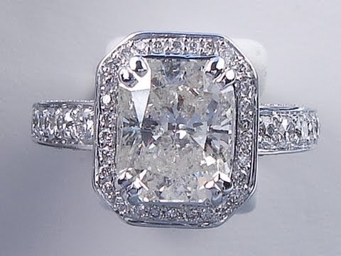 4.14 ctw Radiant Cut H SI2 Diamond Engagement Ring - BigDiamondsUSA
