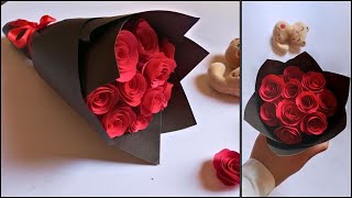 How To Make Paper Rose Flower Bouquet | DIY Paper Flower Bouquet