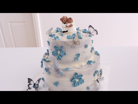 Wedding Cake With Buttercream Flowers (Tutorial/Cake Decorating)简约裱花婚礼蛋糕